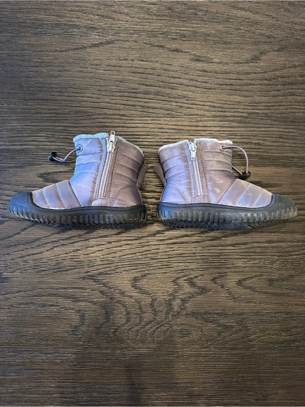 Kids Water-Resistant Snow Boots in Gray with Fleece Lining